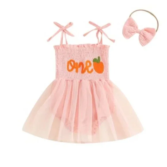 boutique | Dresses | Peach Girl Dress Smash Cake First Birthday Outfit  Summer Dress Clothes Sweet One | Poshmark